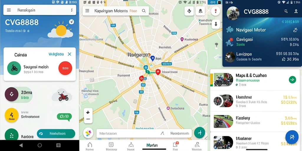 Tampilan utama aplikasi CVG8888 menunjukkan fitur navigasi motor yang intuitif.