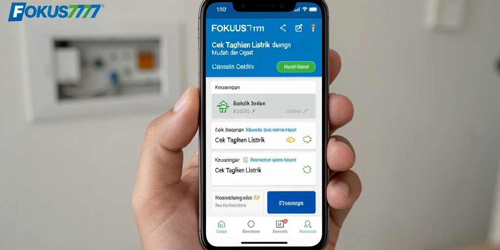 Antarmuka FOKUS777 yang intuitif untuk cek tagihan listrik.
