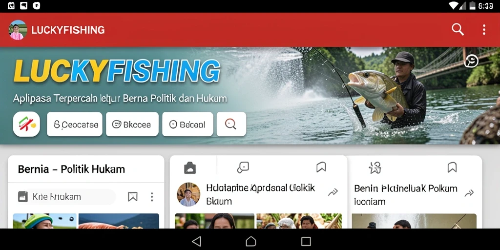 Tampilan antarmuka LUCKYFISHING yang modern dan informatif untuk berita Politik Hukum.