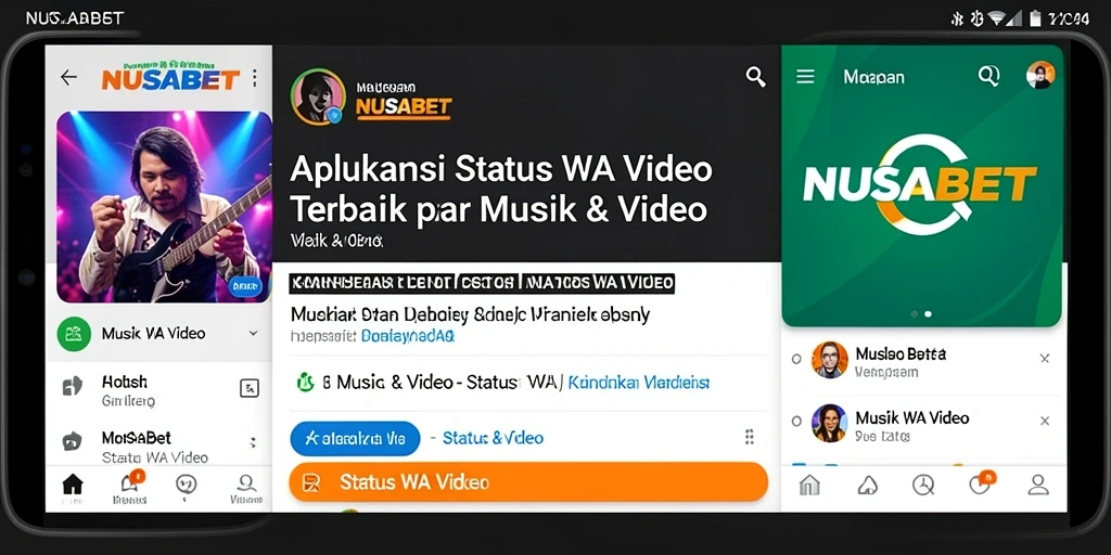 Tampilan antarmuka NUSABET dengan berbagai pilihan video status WA.